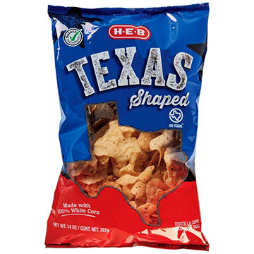 H-E-B Texas-Shaped White Corn Tortilla Chips, 14 oz