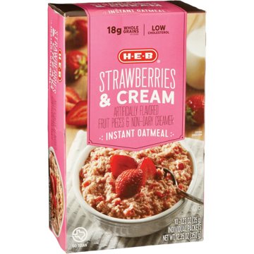 H-E-B Instant Oatmeal - Strawberries & Cream, 10 ct