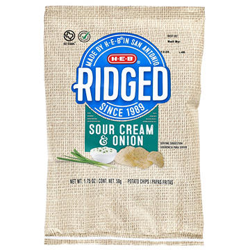 H-E-B Ridged Potato Chips - Sour Cream & Onion, 1.75 oz