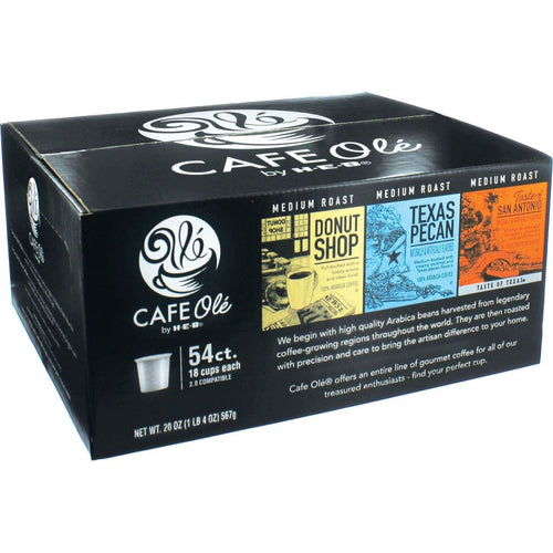 CAFE Olé by H-E-B Donut Shop, Texas Pecan & Taste of San Antonio Coffee Single Serve Cups - Variety Pack