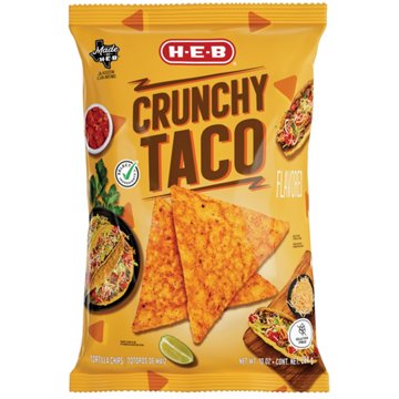 H-E-B Crunchy Taco Flavored Tortilla Chips, 10 oz