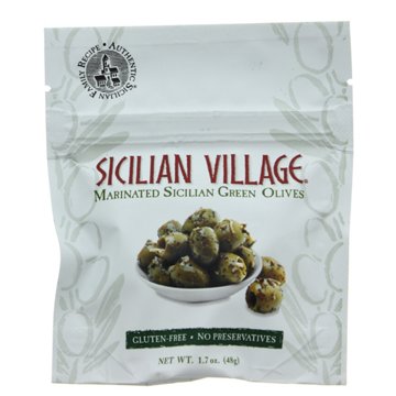 Sicilian Village Marinated Green Olives, 1.7 oz