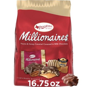 Pangburn's Millionaires Milk Chocolate Covered Pecans & Honey Caramel Candy, 16.75 oz