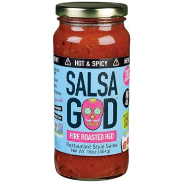 Salsa God Hot & Spicy Fire Roasted Red Restaurant Style Salsa, 16 oz