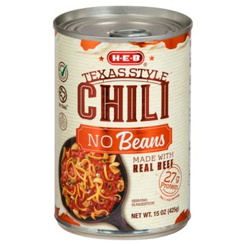 H-E-B Texas Style Chili - No Beans, 15 oz