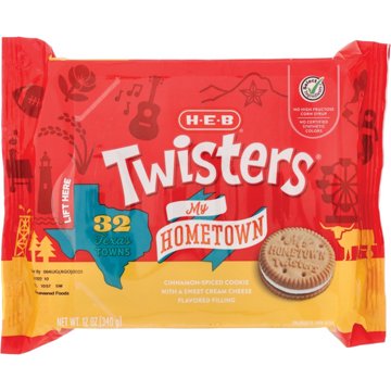 H-E-B Twisters Sandwich Cookies - My Hometown, 12 oz