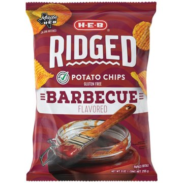 H-E-B Ridged Potato Chips - Barbecue, 9 oz
