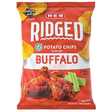 H-E-B Ridged Potato Chips - Buffalo Flavored, 9 oz