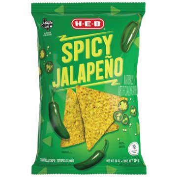 H-E-B Spicy Jalapeño Flavored Tortilla Chips, 10 oz