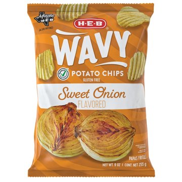 H-E-B Wavy Potato Chips - Sweet Onion, 9 oz