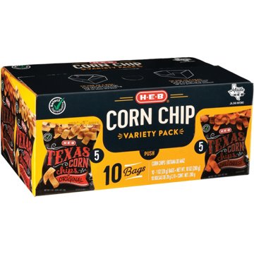 H-E-B Texas Corn Chips Variety Pack 1 oz Bags, 10 ct