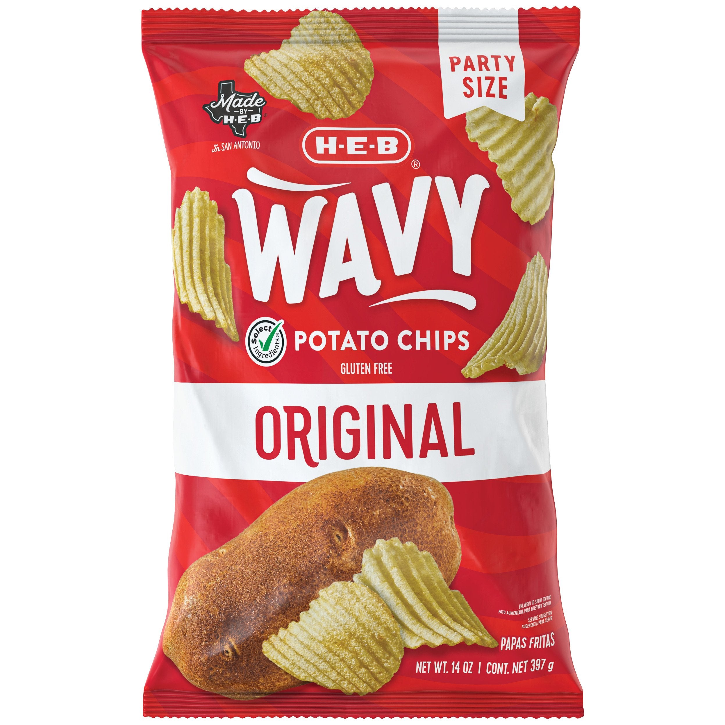 H-E-B Wavy Potato Chips - Original, Party Size