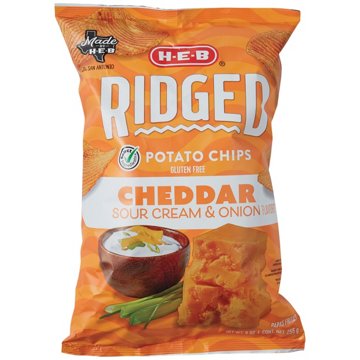 H-E-B Ridged Potato Chips - Cheddar Sour Cream & Onion, 9 oz