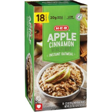 H-E-B Instant Oatmeal - Apple Cinnamon, 18 ct
