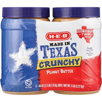H-E-B Made in Texas Crunchy Peanut Butter – Texas-Size Pack Twin Pack, 40 oz each