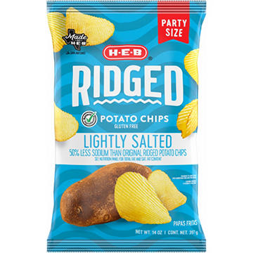 H-E-B Ridged Potato Chips - Lightly Salted, Party Size, 14 oz