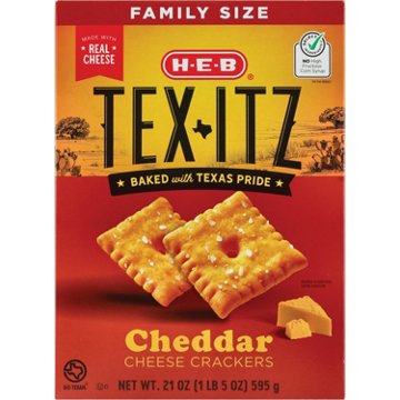 H-E-B Tex-itz Cheddar Crackers - Family Size, 21 oz