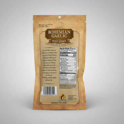 Bohemian Garlic Beef Stock Packet on a speckled surface