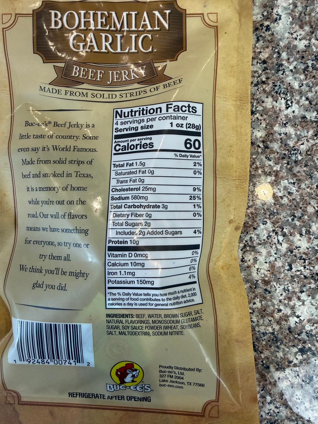 Buc-ee's Bohemian Recipe Garlic Beef Jerky